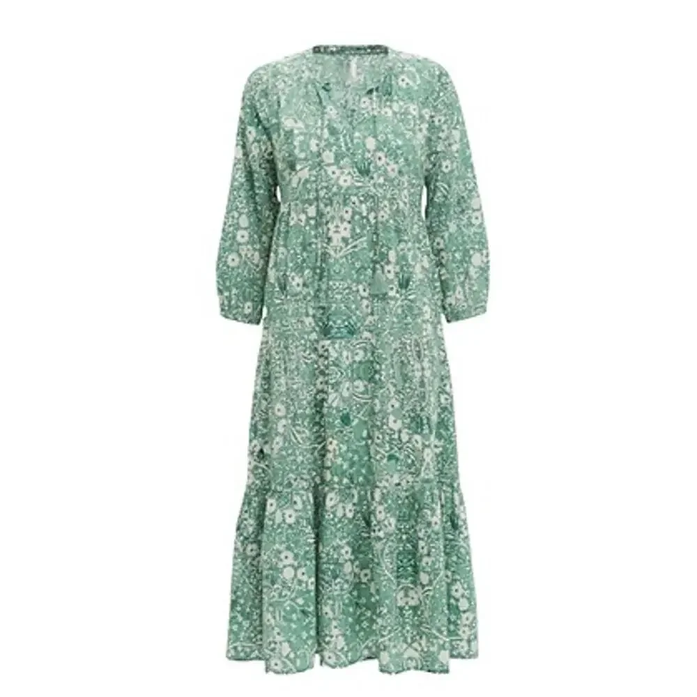 TUCKERNUCK BEACH Misty Jade Blossom Long Sleeve Salty Paloma Caftan Size XS NWT - Picture 6 of 6